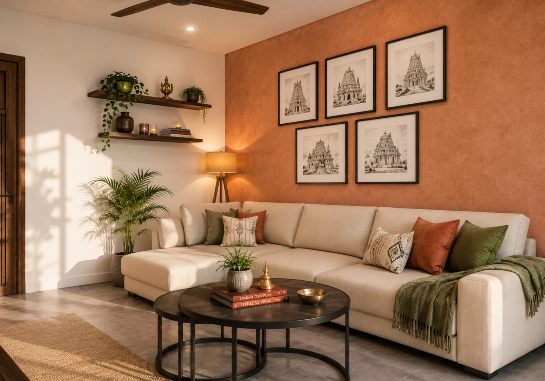 A warm, festive ready living room designed by Spazedo